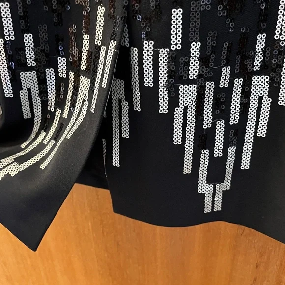 Vince Camuto silver on black subtle sequin sleeveless cocktail dress shift - Picture 7 of 9